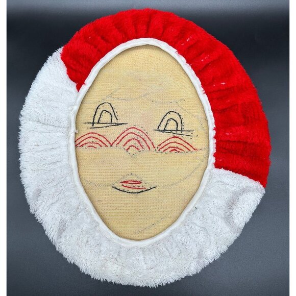 Vintage Christmas Decor Santa Claus Toilet Seat Cover Kitschy Shag Carpet Retro - Picture 3 of 7